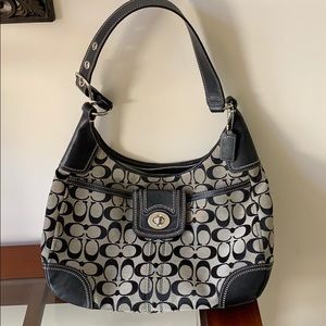 Black and gray coach shoulder bag